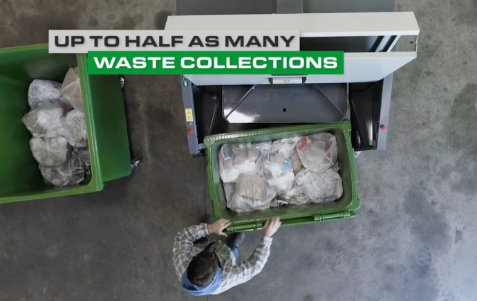 Overhead view of a SpaceBin Multi waste compaction demonstration