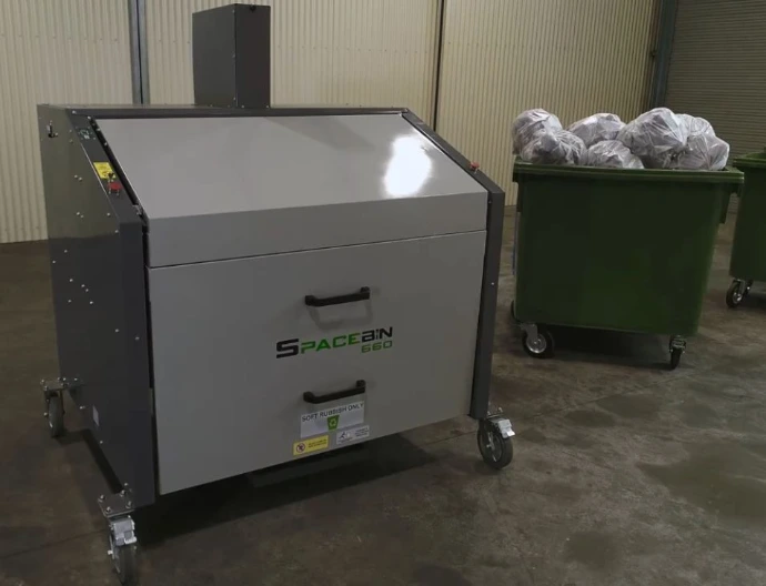 SpaceBin Multi positioned with a commercial waste bin
